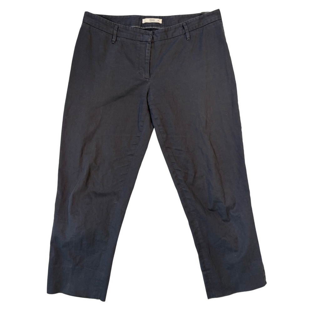 Prada Womens BlackCropped Trousers Made in Italy Size 42 Ankle Slit